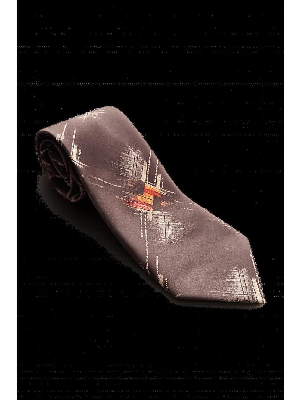 Don Loper of California Brown Geometric Pattern Necktie 100%